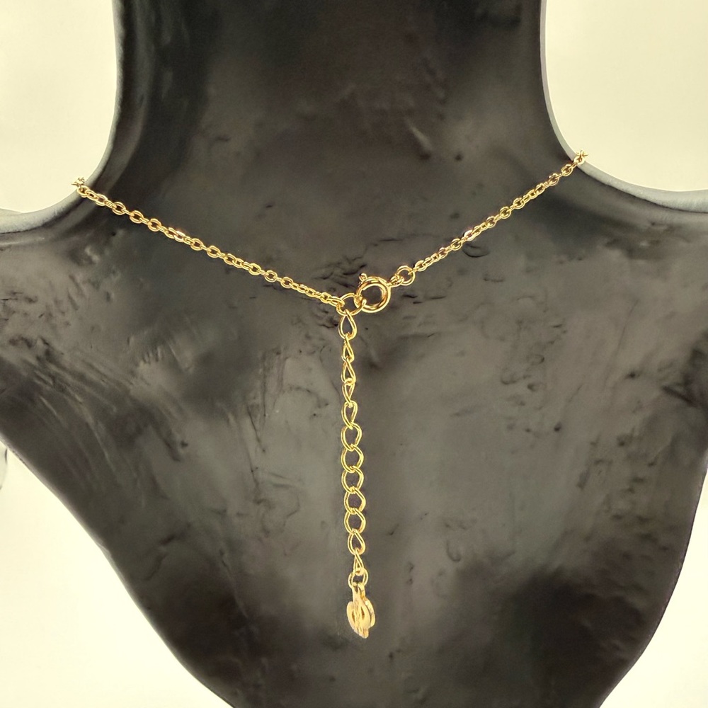 Vintage Dior Gold rhinestones, and black Triangle Pendant with chain Necklace - Picture 6 of 12